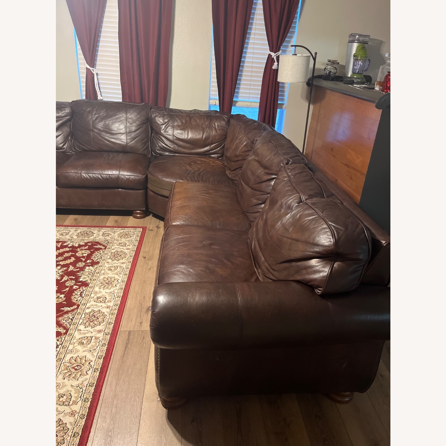 Brown Leather Sectional Sofa - image-2