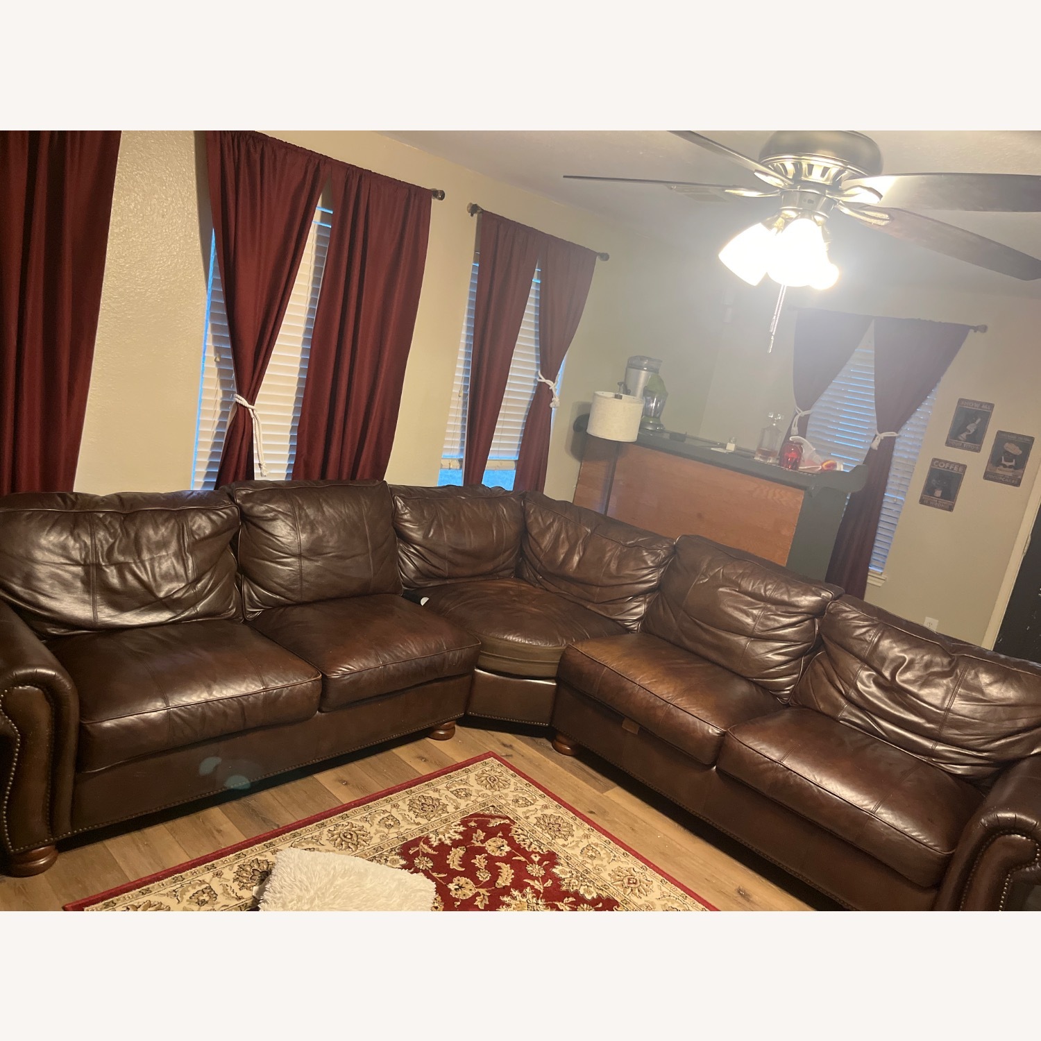 Brown Leather Sectional Sofa - image-3