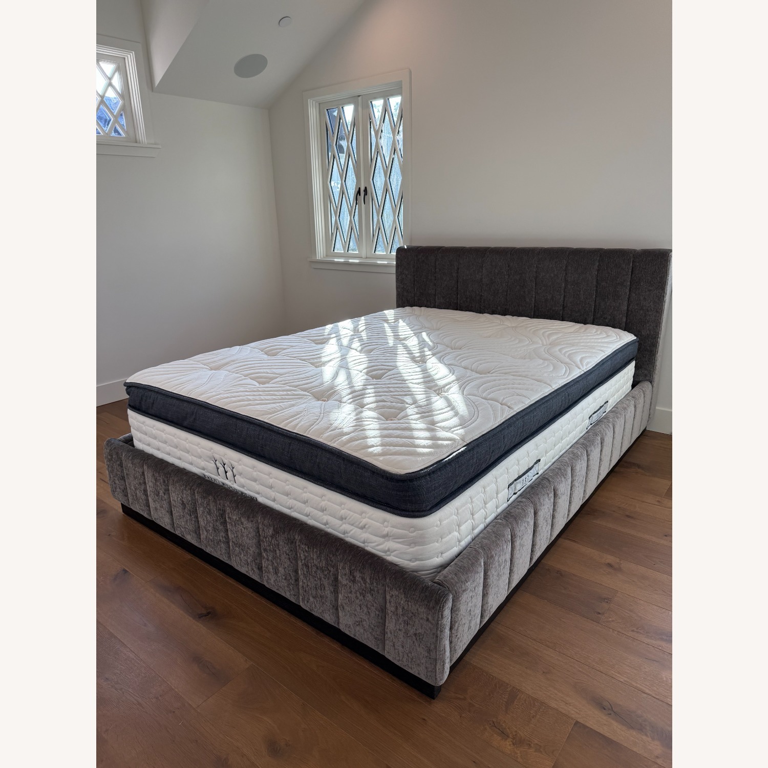 CB2 Forte Dark Gray Velvet Queen Bed - image-1