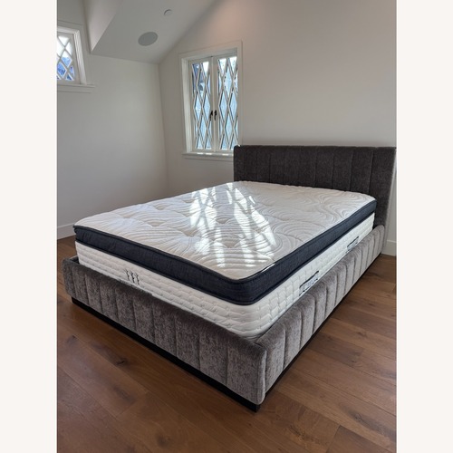 Used CB2 Forte Dark Gray Velvet Queen Bed for sale on AptDeco