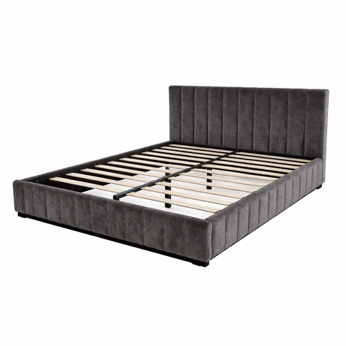 Used CB2 Forte Dark Gray Velvet Queen Bed for sale on AptDeco