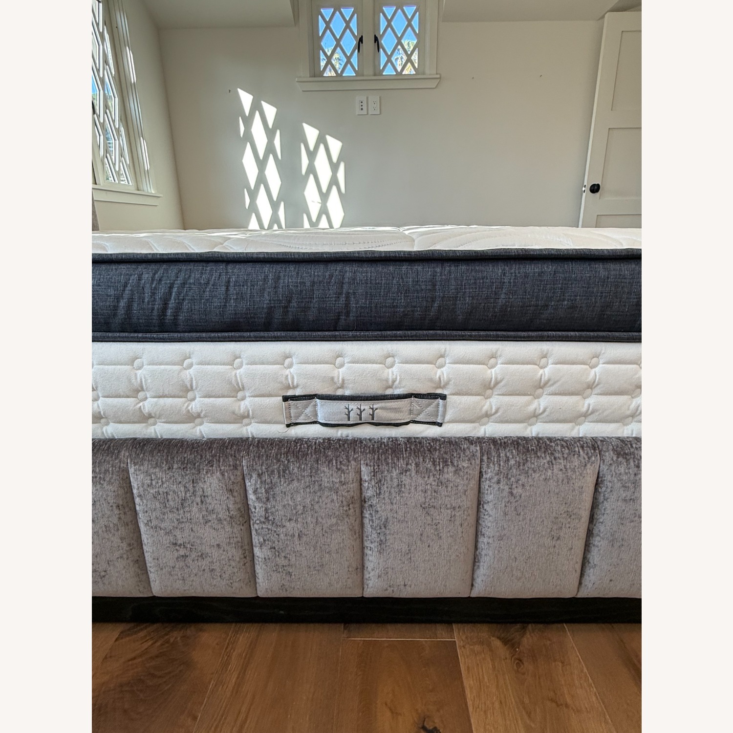 CB2 Forte Dark Gray Velvet Queen Bed - image-3