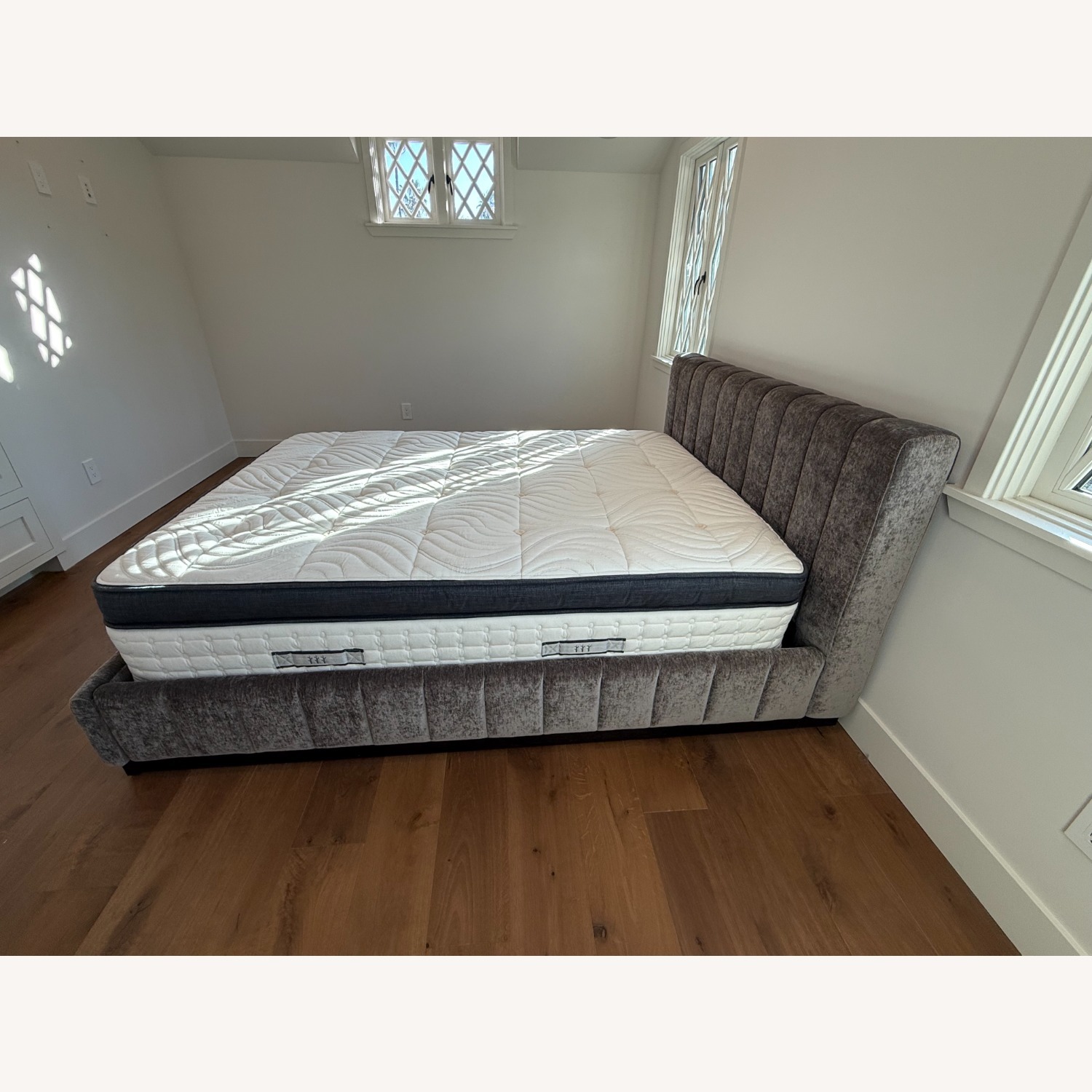 CB2 Forte Dark Gray Velvet Queen Bed - image-4