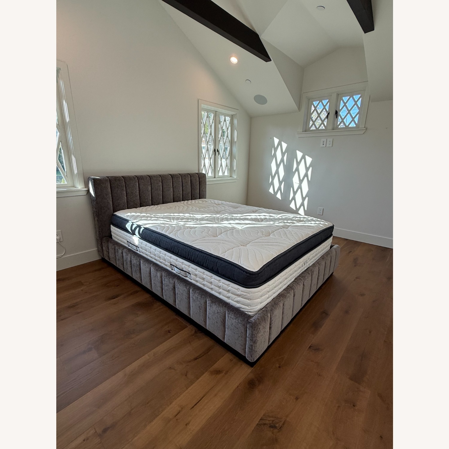 CB2 Forte Dark Gray Velvet Queen Bed - image-2