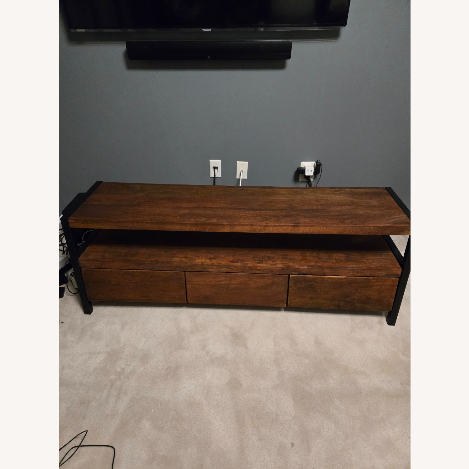 Dark Brown Wood Media Center Unit - image-5