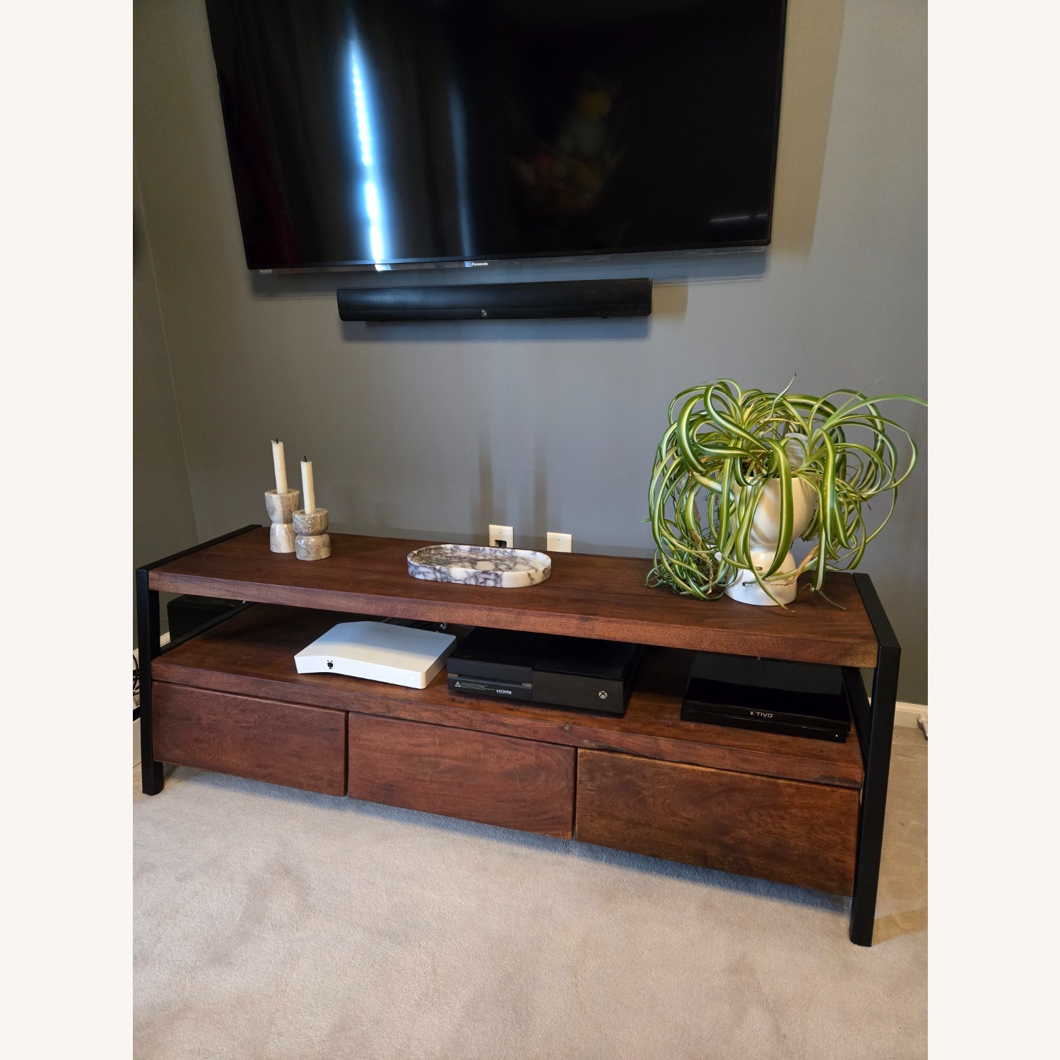 Dark Brown Wood Media Center Unit - image-1