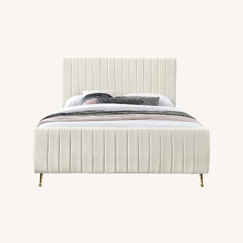 Used Wayfair Everly Quinn Natural Velvet Full Bed for sale on AptDeco