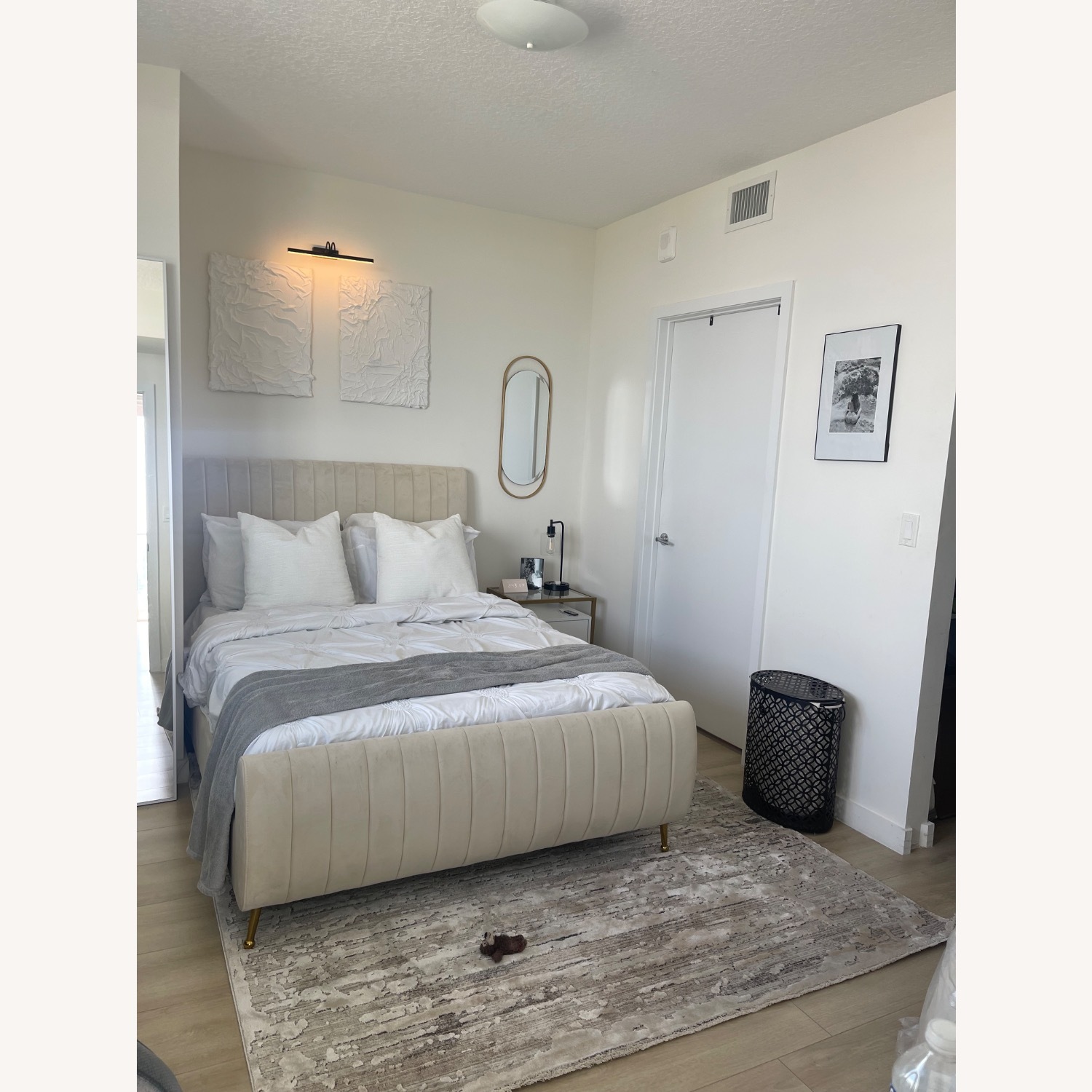 Wayfair Everly Quinn Natural Velvet Full Bed - image-1