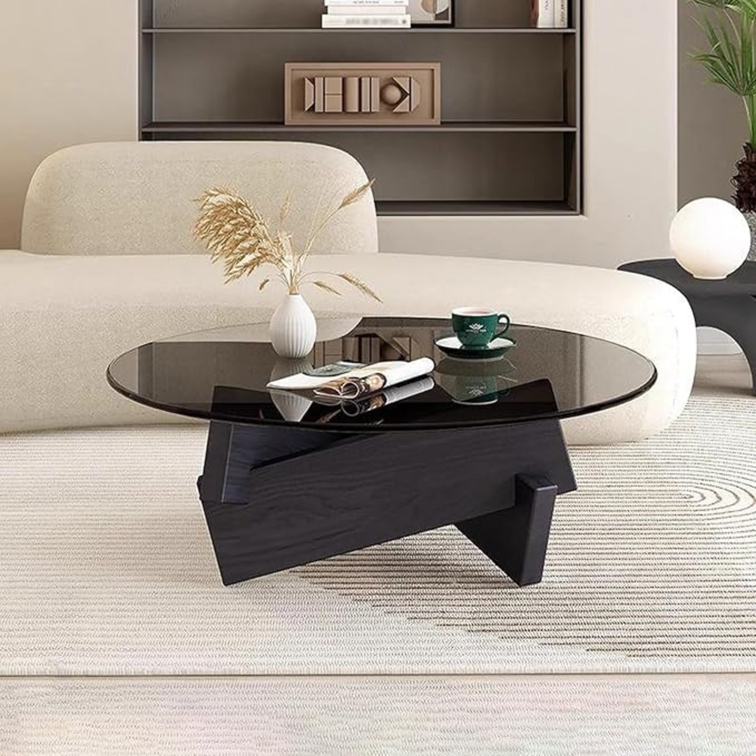 Black Glass Coffee Table - AptDeco