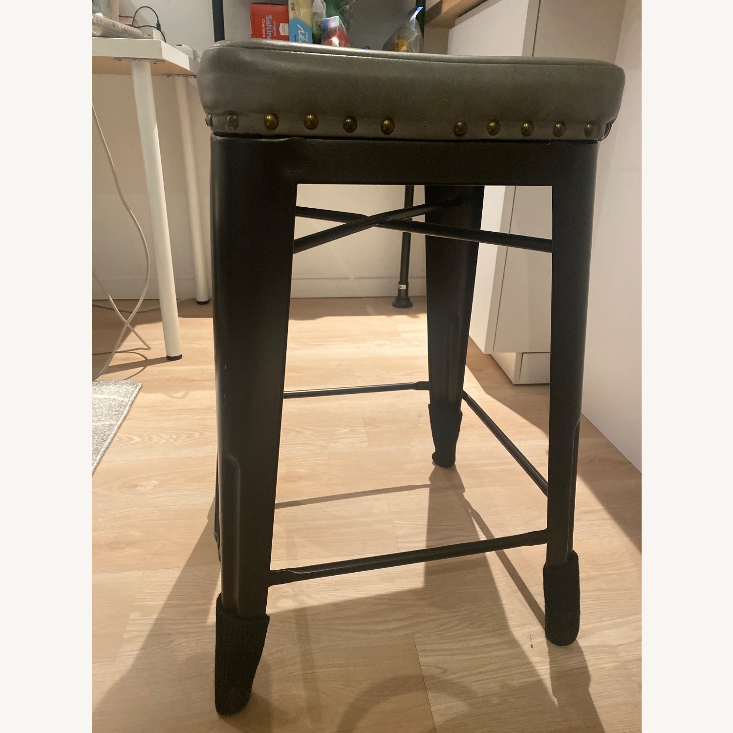 Home Goods Dark Gray Faux Leather Stools - image-2