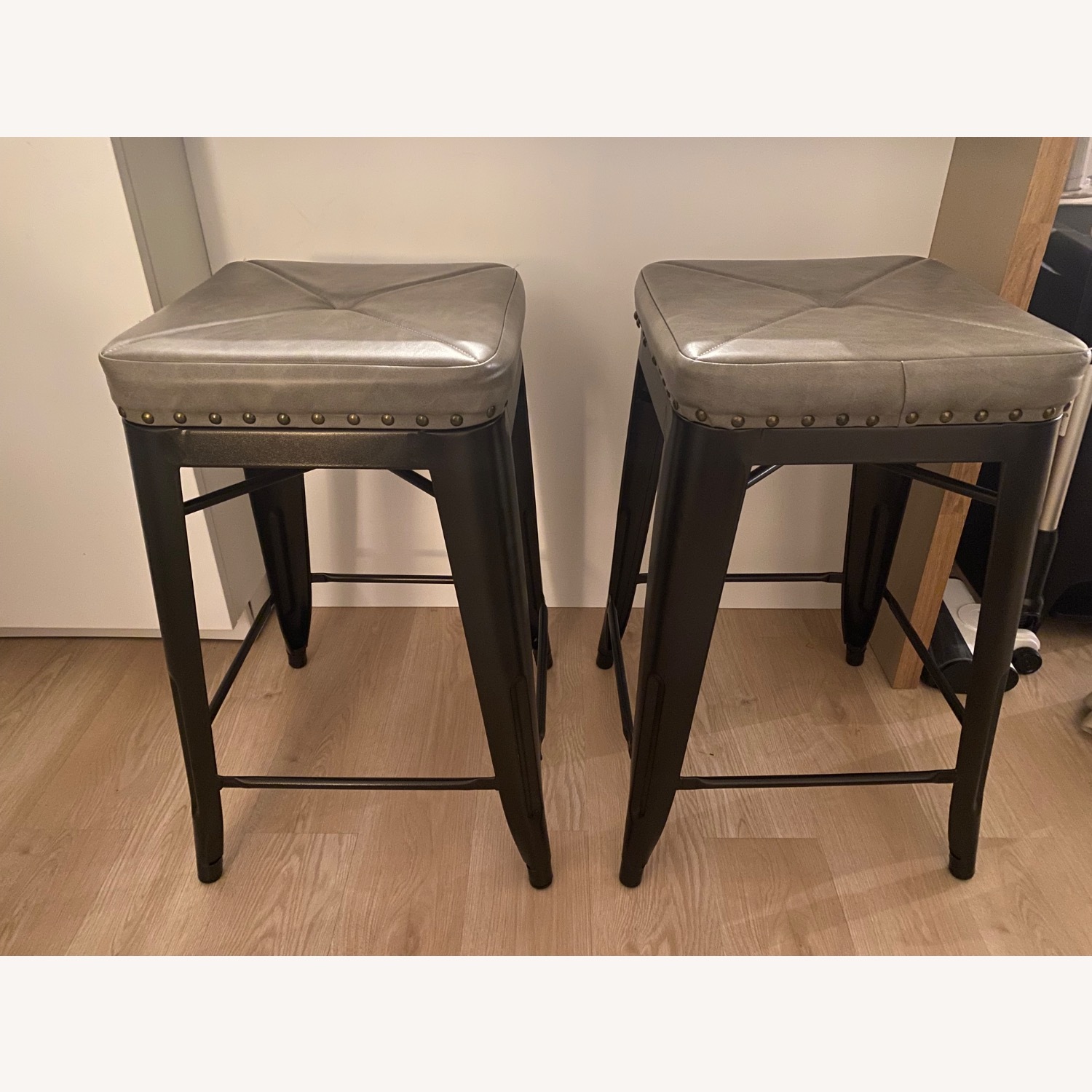 Home Goods Dark Gray Faux Leather Stools - image-0