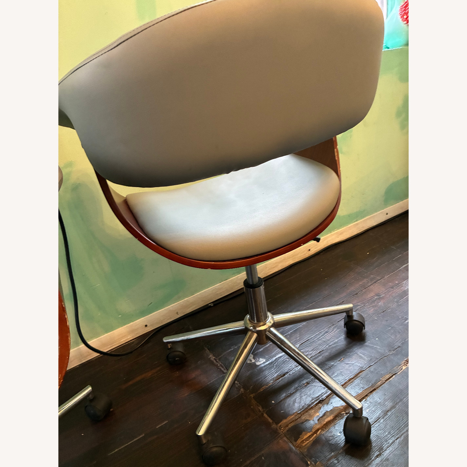 Light Gray Faux Leather Office Chairs - image-2