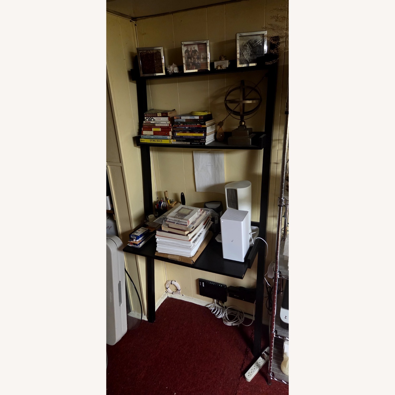 Black Faux Leather Office Chair & Desk - image-2