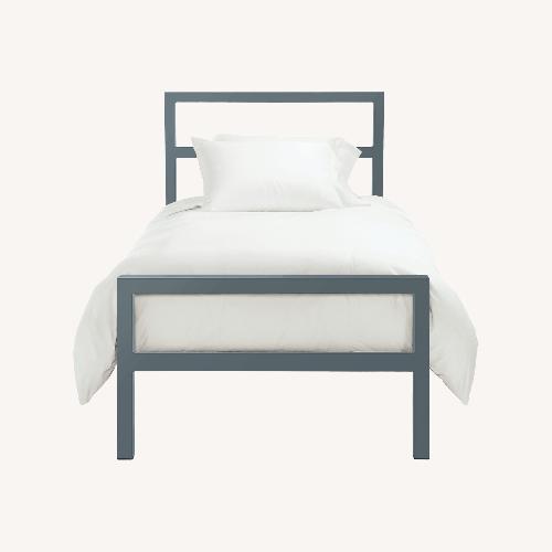 Used Room & Board Parson Blue Stainless Steel Twin Bed for sale on AptDeco