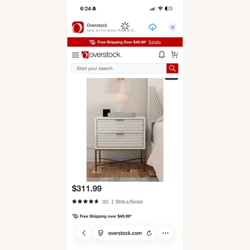 Used Origins by Alpine White Pearl Wood 2-drawer Nightstand for sale on AptDeco