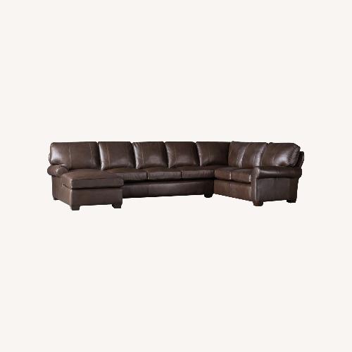 Used Arhaus Brentwood Brown Leather 3+ Piece Sectional for sale on AptDeco
