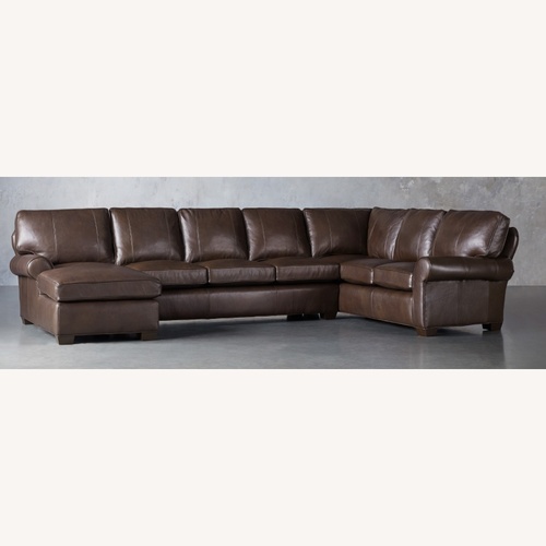 Used Arhaus Brentwood Brown Leather 3+ Piece Sectional for sale on AptDeco