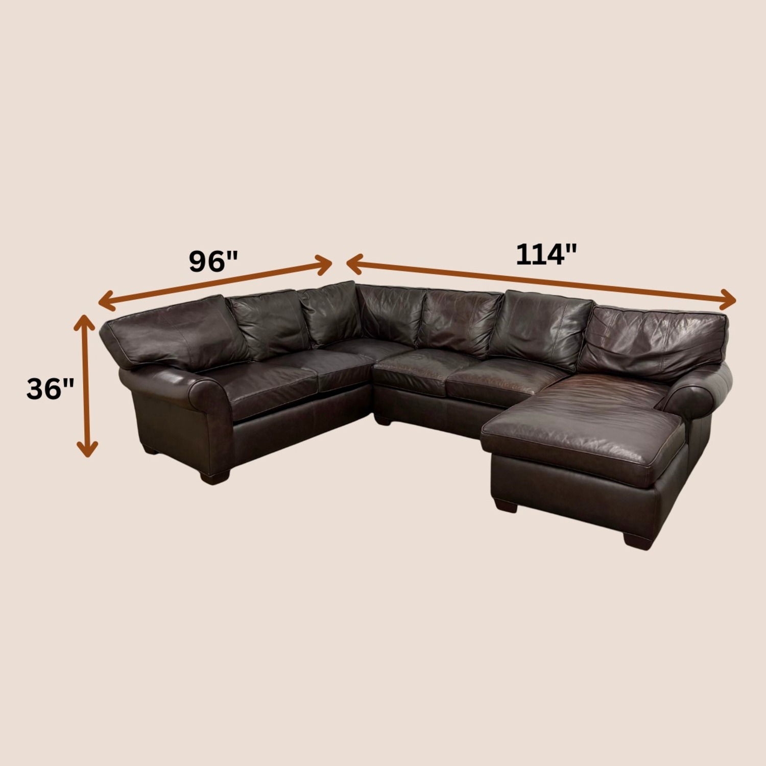 Arhaus Brentwood Brown Leather 3+ Piece Sectional - image-5