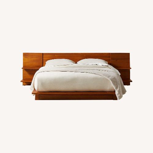 Used CB2 Dark Brown Wood Queen Bed for sale on AptDeco