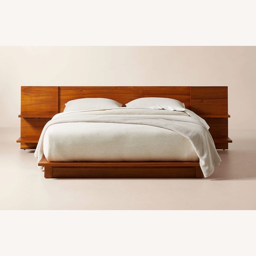 Used CB2 Dark Brown Wood Queen Bed for sale on AptDeco