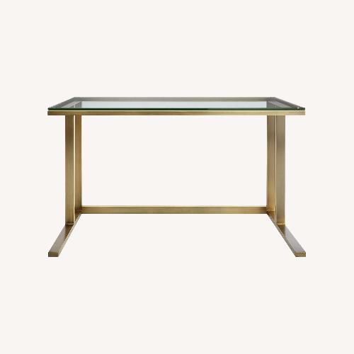 Used Crate & Barrel Pilsen Gold Glass Desk for sale on AptDeco