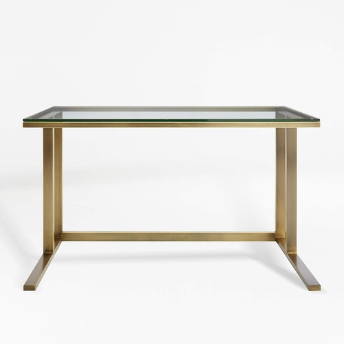 Used Crate & Barrel Pilsen Gold Glass Desk for sale on AptDeco