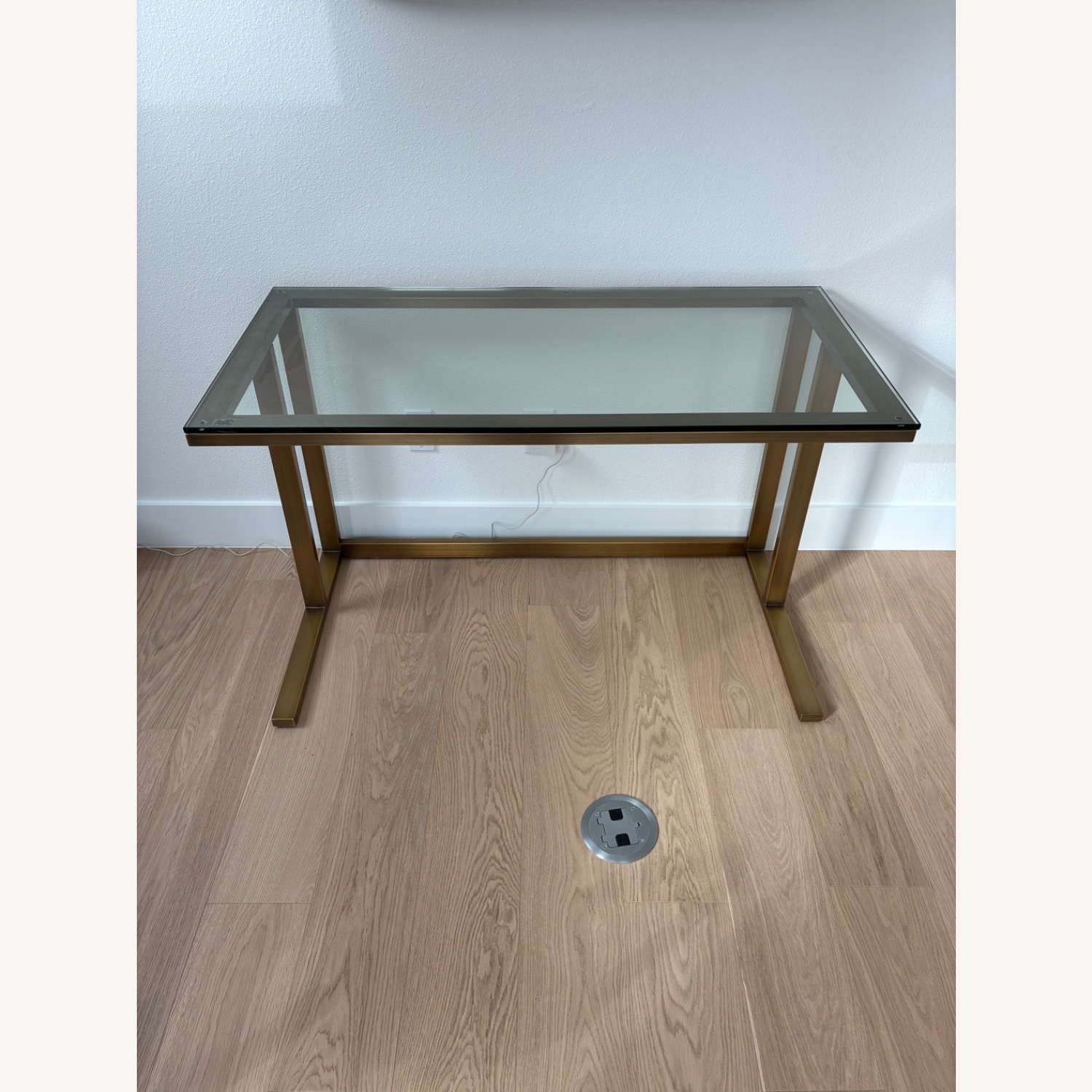 Crate & Barrel Pilsen Gold Glass Desk - image-2