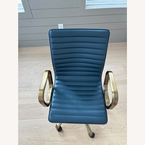 Used Crate & Barrel Blue Leather Office Chair for sale on AptDeco