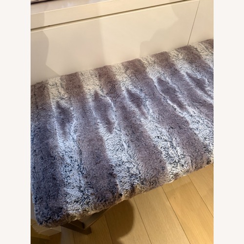 Used Mecox Gardens Brass Bench With Faux Fur Upholstery for sale on AptDeco