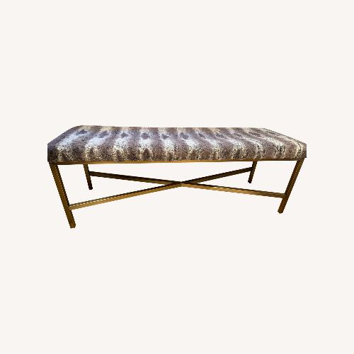 Used Mecox Gardens Brass Bench With Faux Fur Upholstery for sale on AptDeco
