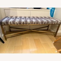 Mecox Gardens Brass Bench With Faux Fur Upholstery