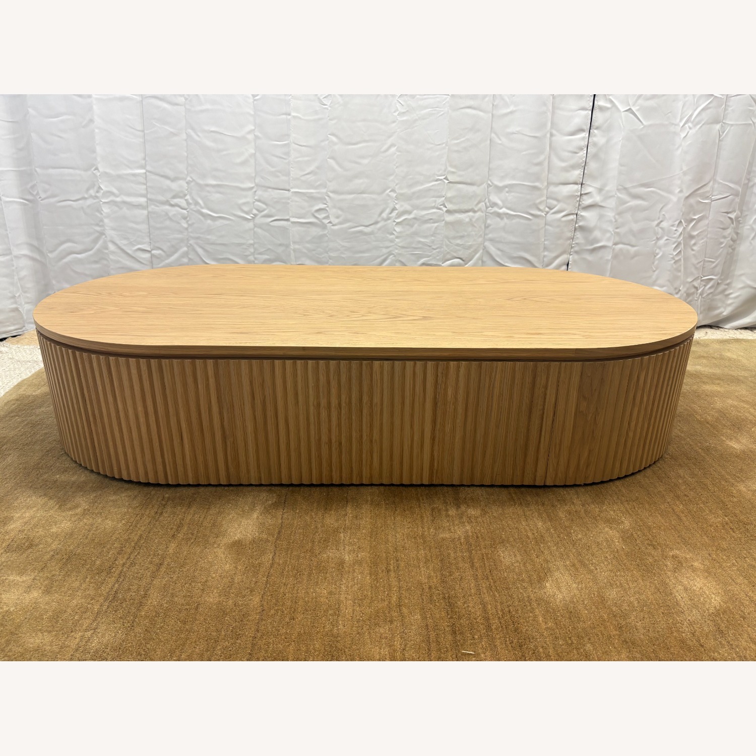 Restoration Hardware Byron Coffee Table — 64” Light Oak | Reeded - image-4