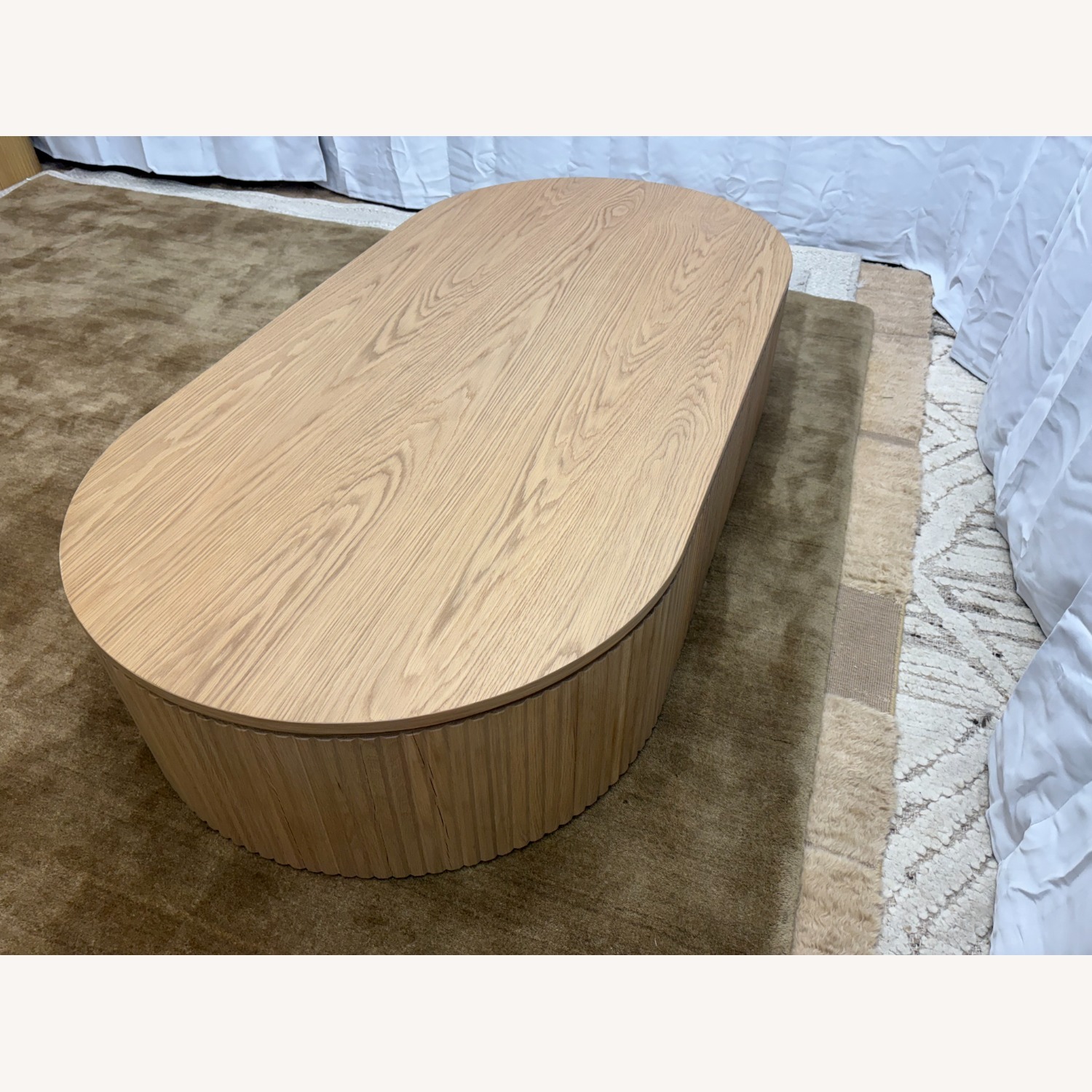 Restoration Hardware Byron Coffee Table — 64” Light Oak | Reeded - image-12