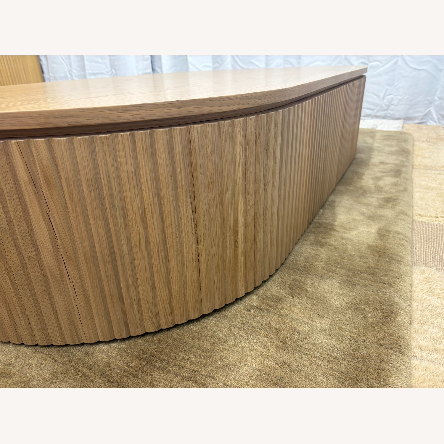 Restoration Hardware Byron Coffee Table — 64” Light Oak | Reeded - image-9