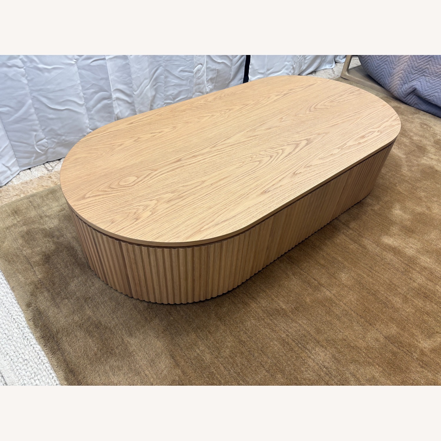 Restoration Hardware Byron Coffee Table — 64” Light Oak | Reeded - image-16