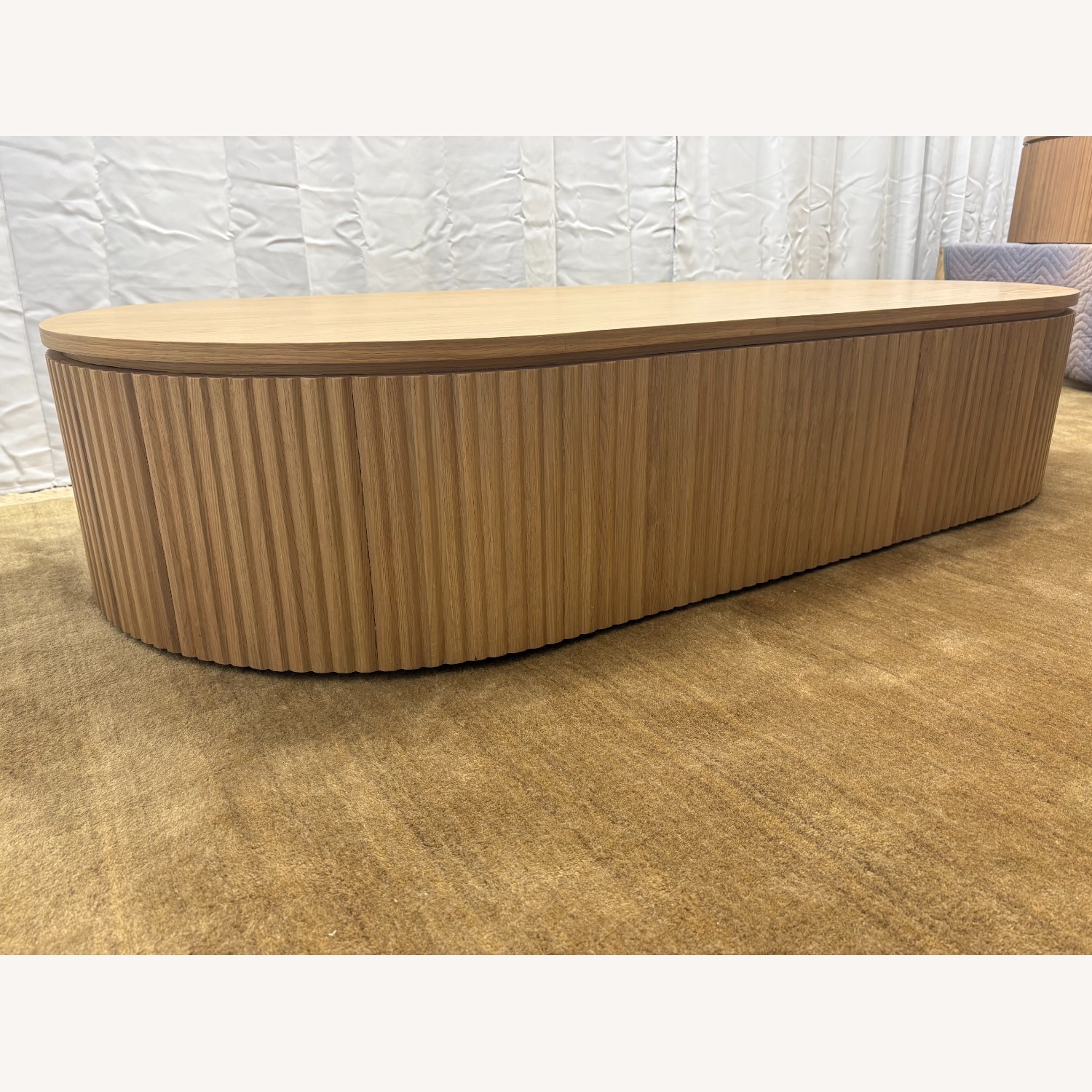 Restoration Hardware Byron Coffee Table — 64” Light Oak | Reeded - image-10