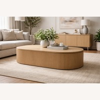 Restoration Hardware Byron Coffee Table — 64” Light Oak | Reeded