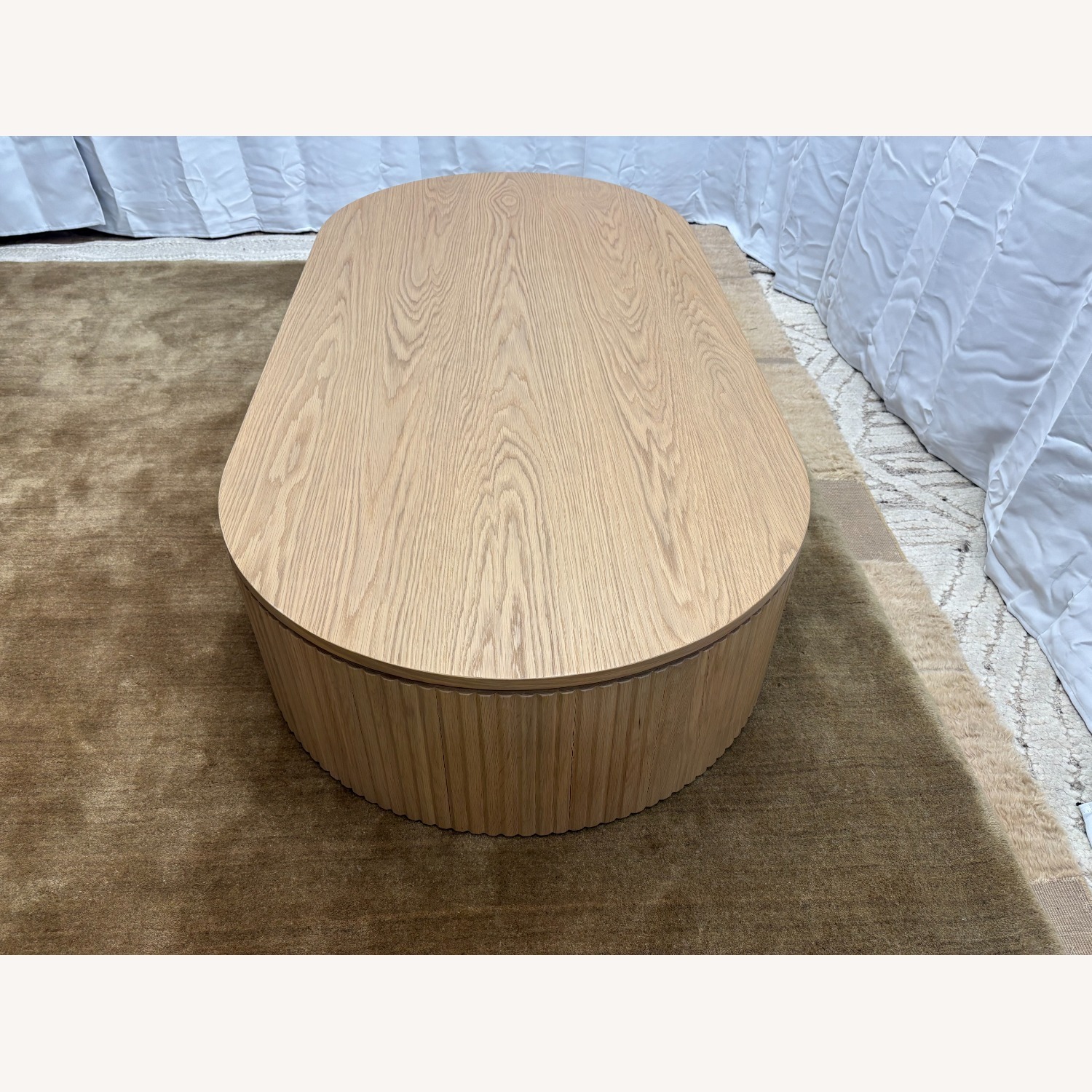 Restoration Hardware Byron Coffee Table — 64” Light Oak | Reeded - image-14