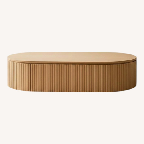 Used Restoration Hardware Byron Coffee Table — 64” Light Oak | Reeded for sale on AptDeco