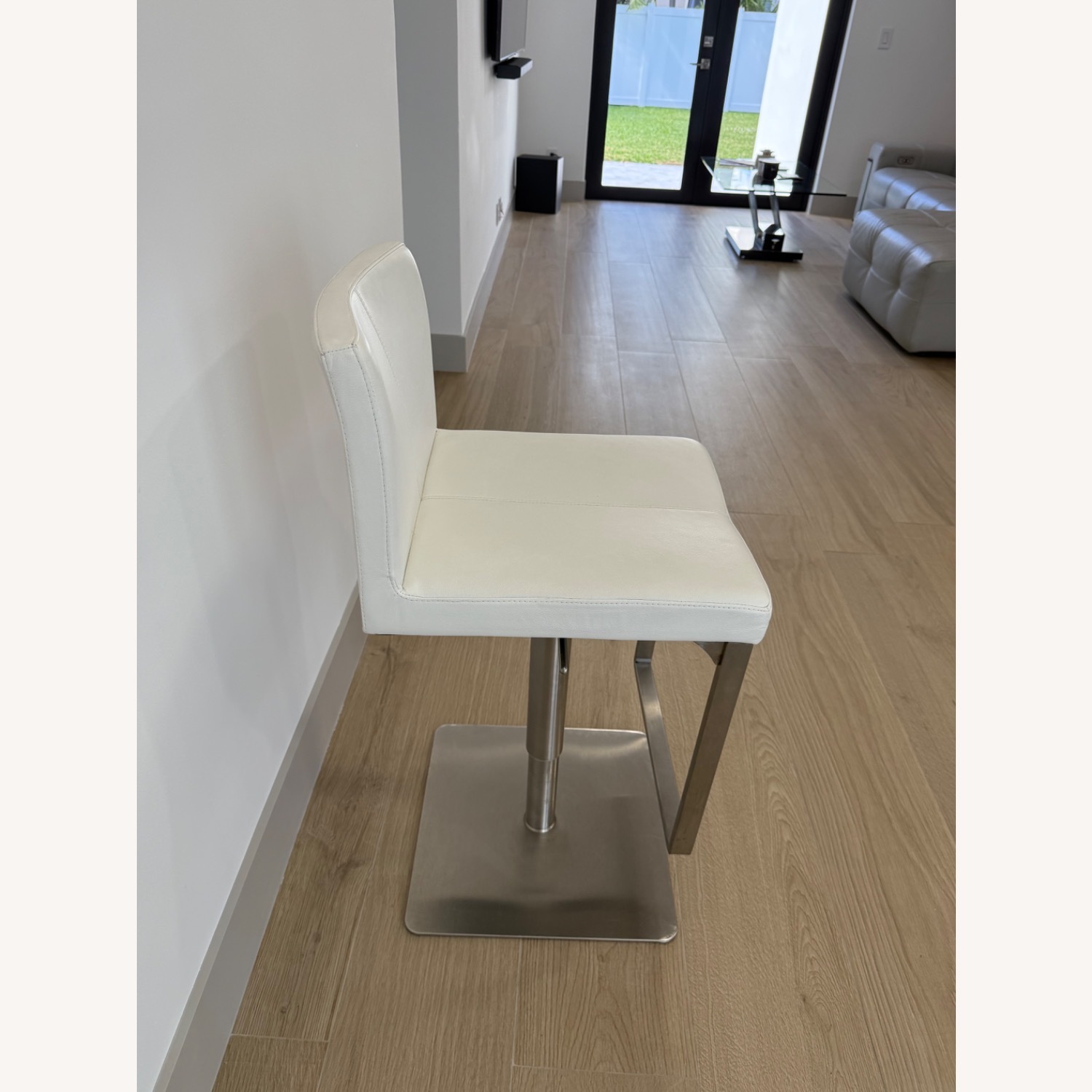 Scan Design Furniture White Leather Stools - image-2