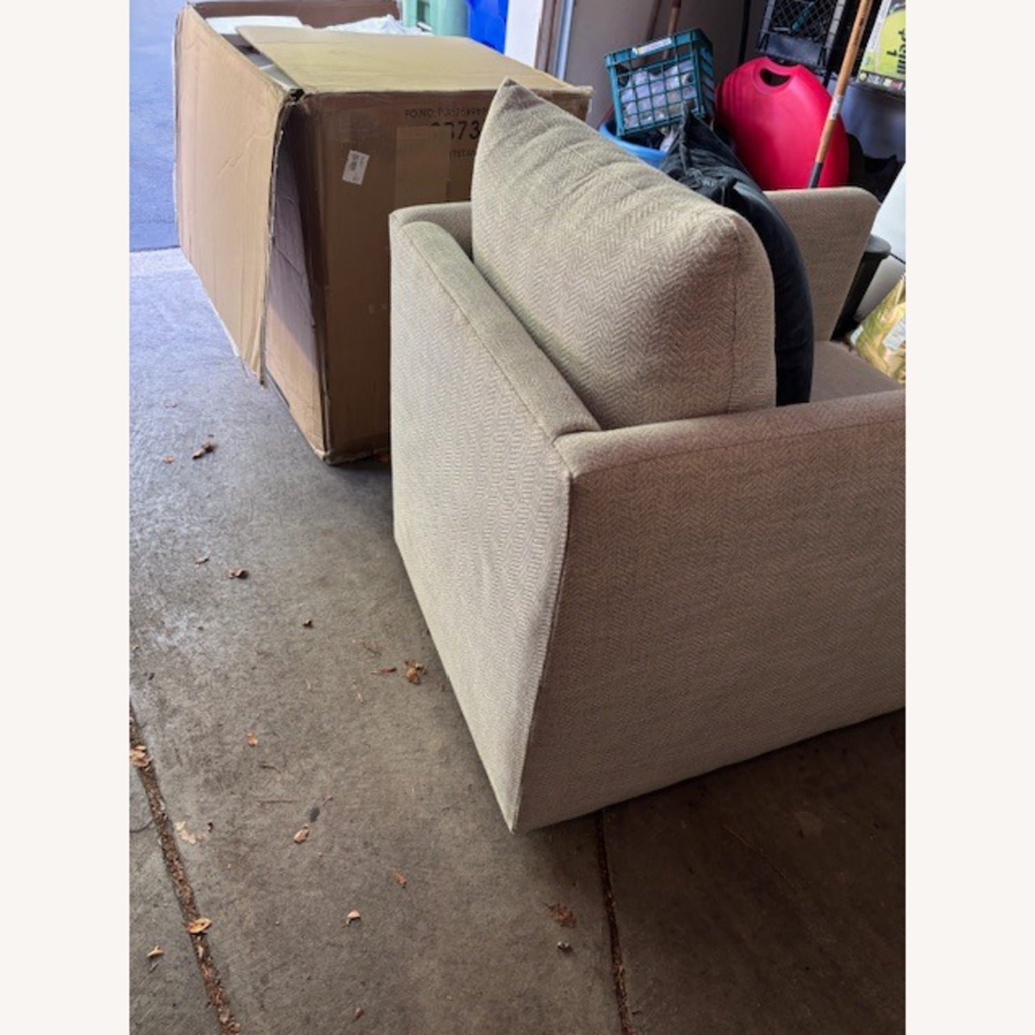 Bassett Light Gray Fabric Swivel Chair - image-2