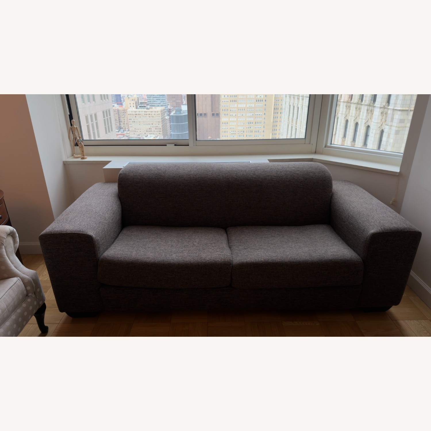 Dark Brown Fabric 2 Seater Sofa - image-2