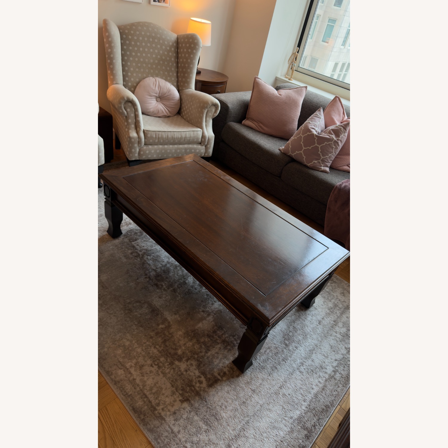 Dark Brown Wood Coffee Table - image-1