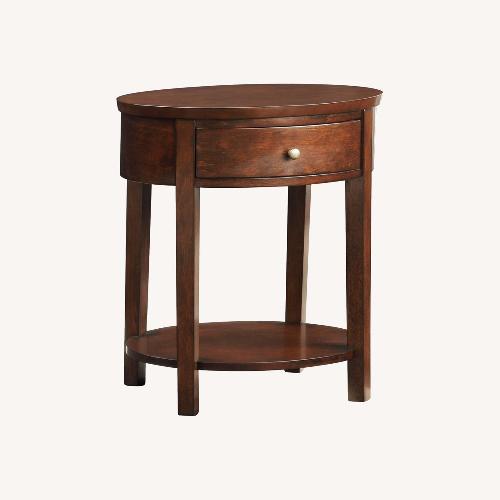 Used Set of 2 Round Wood Side Tables with Drawers for sale on AptDeco