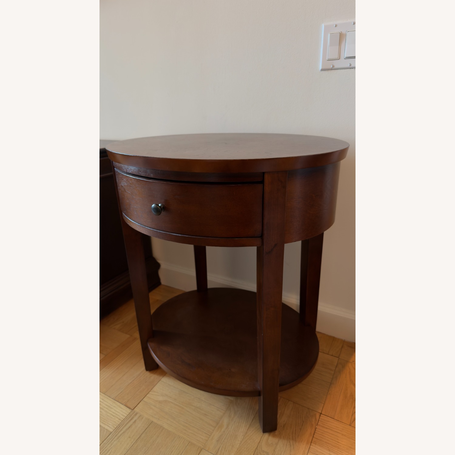 Set of 2 Round Wood Side Tables with Drawers - image-3