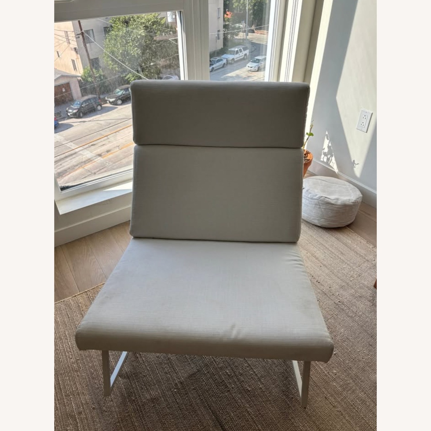 Gus Modern White Linen Accent Chair - image-2