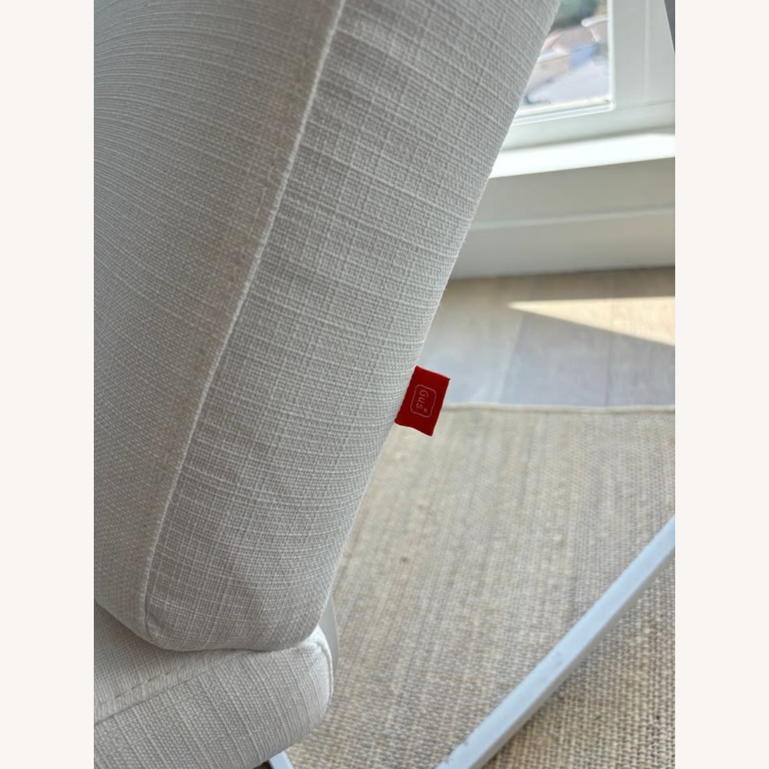 Gus Modern White Linen Accent Chair - image-3