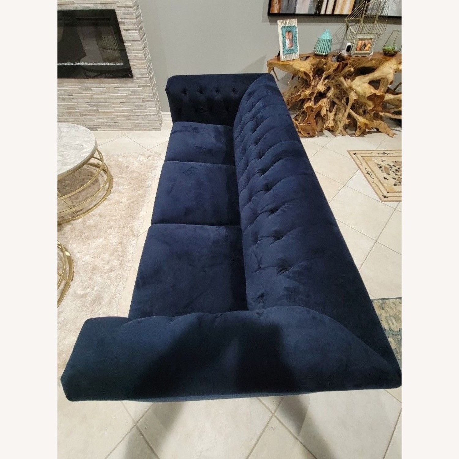 City Furniture Blue Velvet 3+ Seater Sofa - image-2