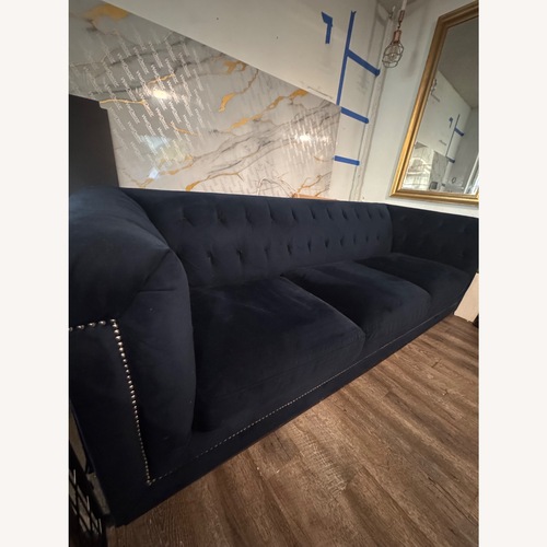 Used City Furniture Blue Velvet 3+ Seater Sofa for sale on AptDeco