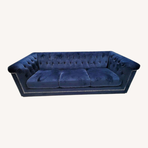 Used City Furniture Blue Velvet 3+ Seater Sofa for sale on AptDeco